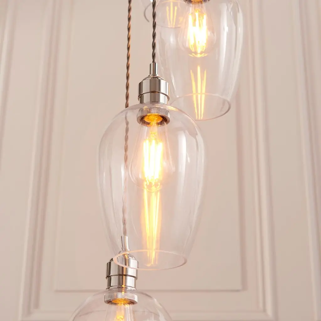 Millie Polished Nickel 13 Light Pendant with Clear Glass Shades