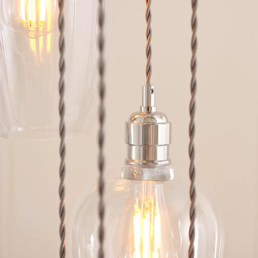 Millie Polished Nickel 13 Light Pendant with Clear Glass Shades