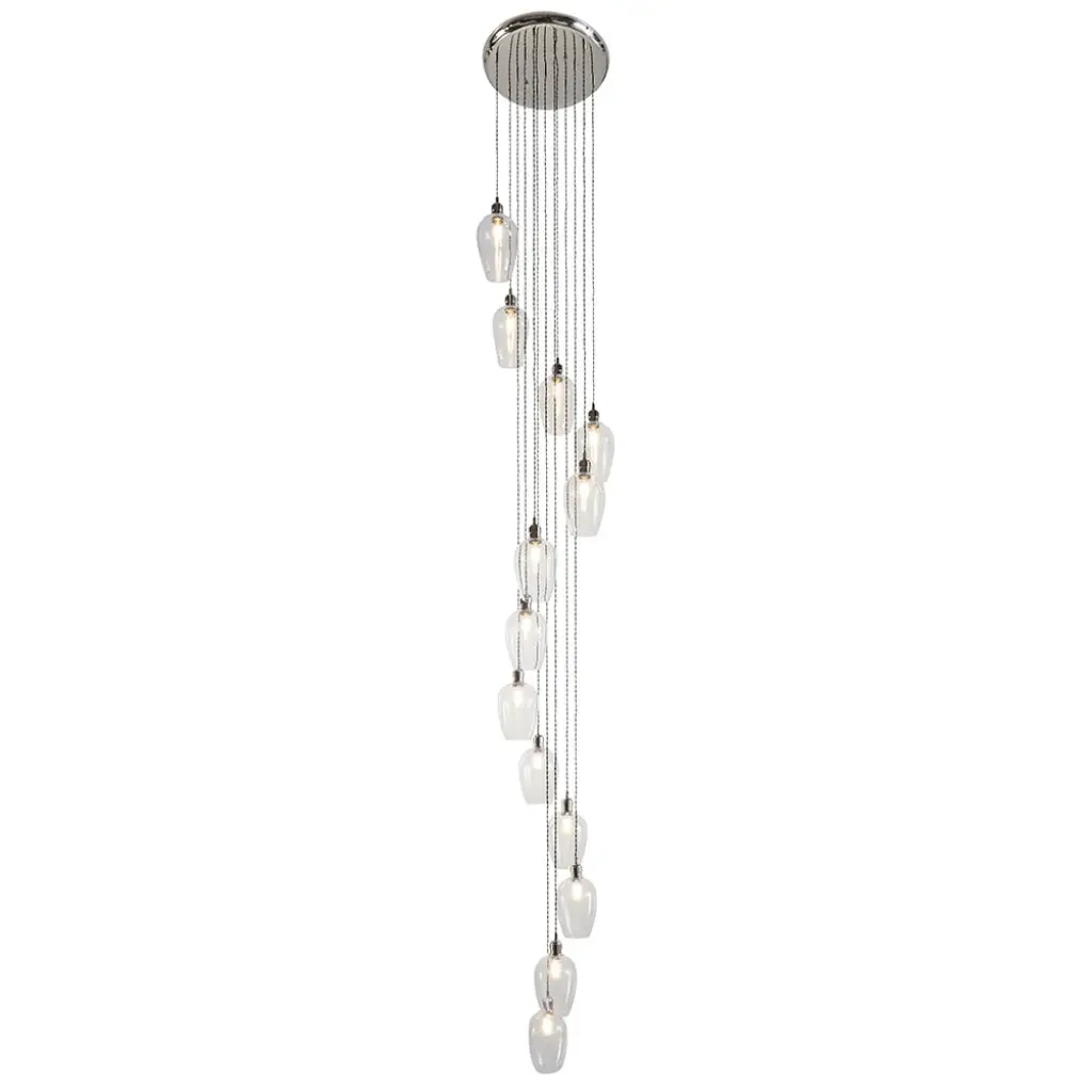 Millie Polished Nickel 13 Light Pendant with Clear Glass Shades