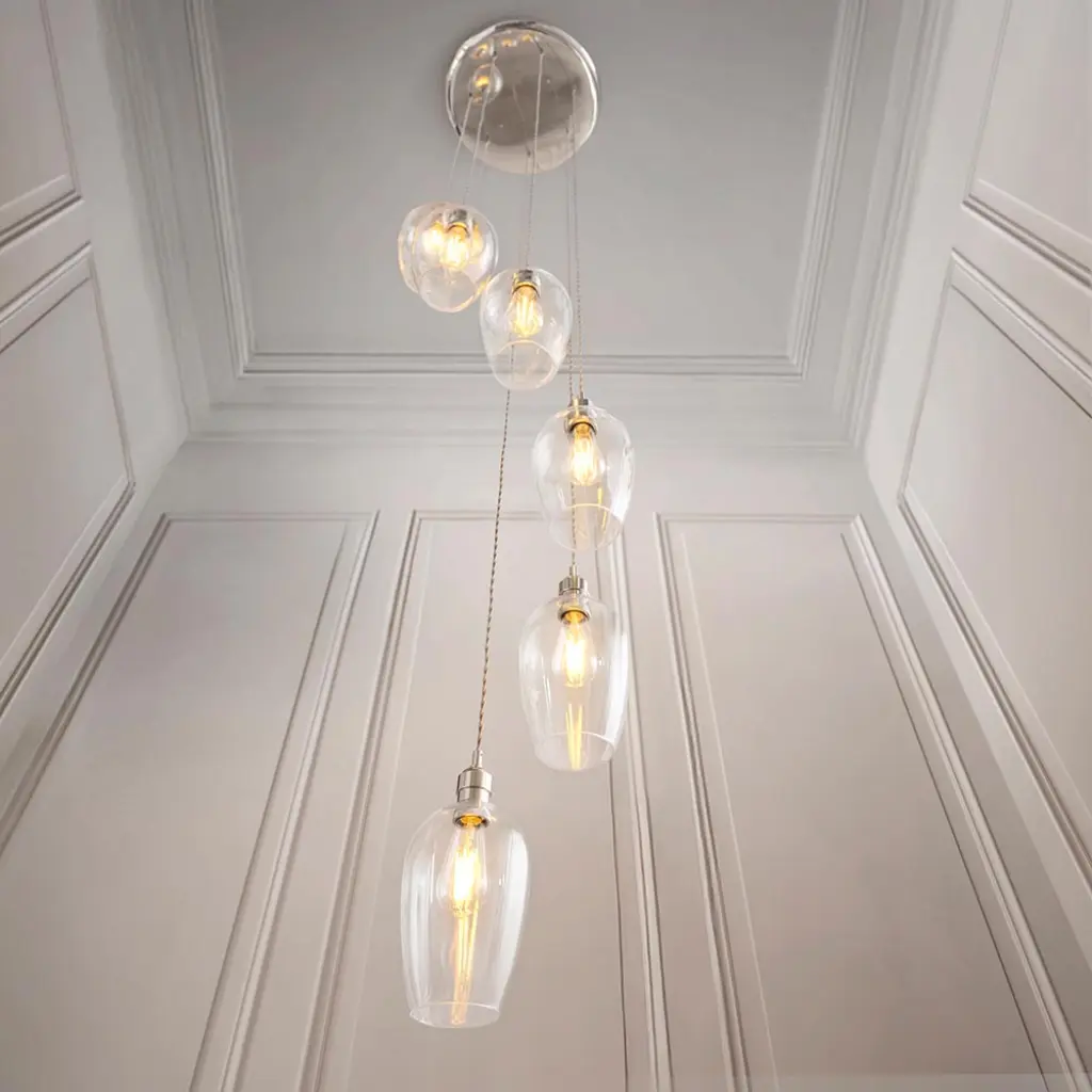 Millie Polished Nickel 7 Light Pendant with Clear Glass Shades