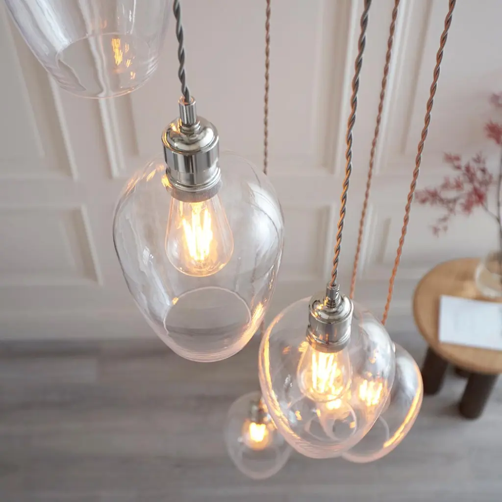 Millie Polished Nickel 7 Light Pendant with Clear Glass Shades