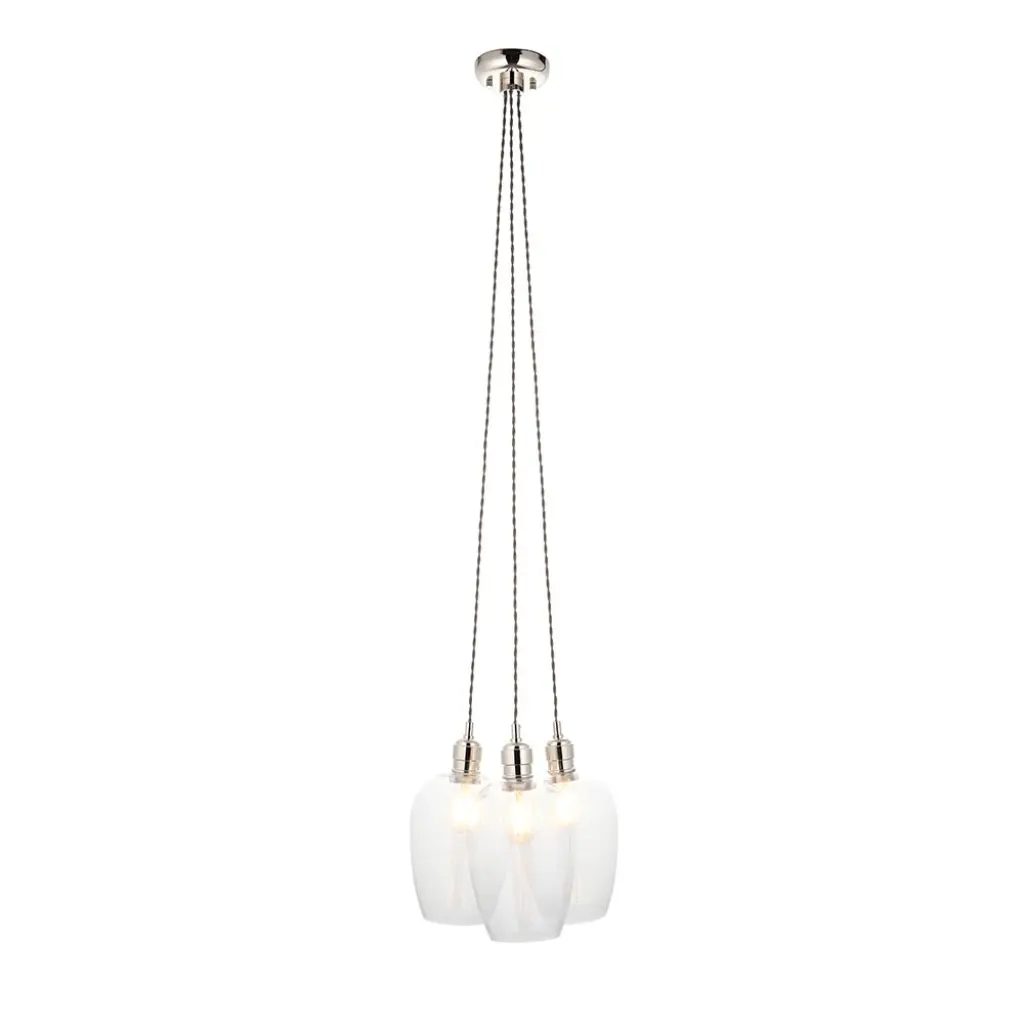 Mia Polished Nickel 3 Light Cluster Pendant with Clear Glass Shades