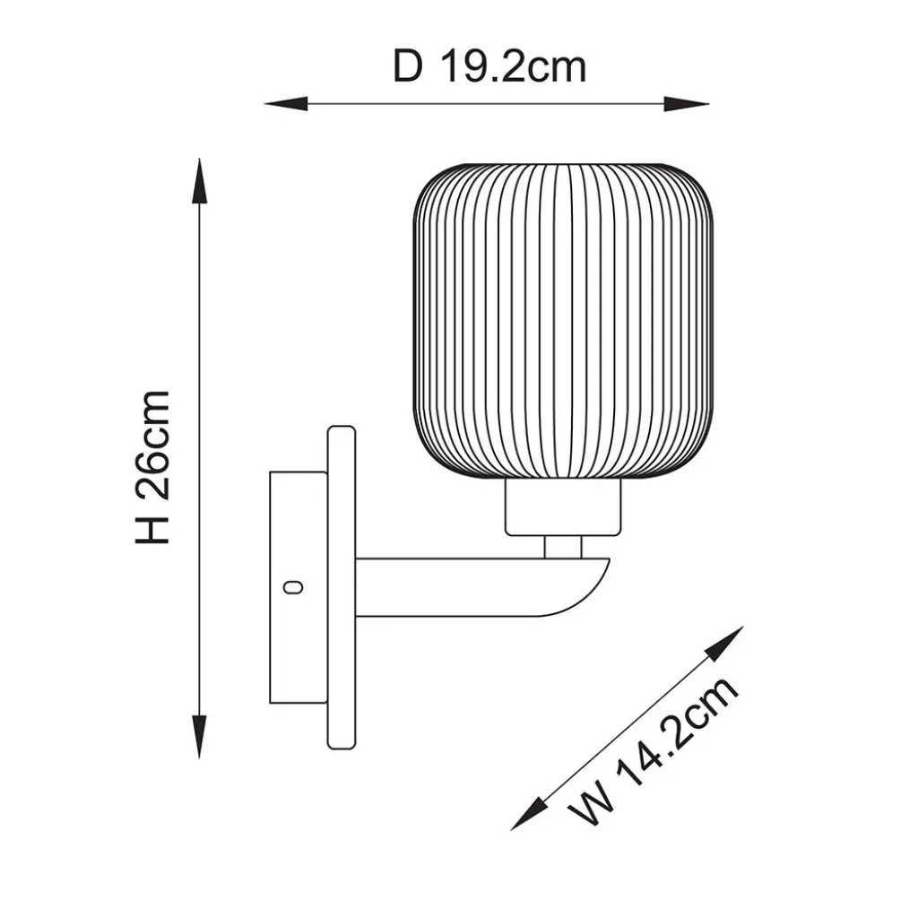 Travi Dark Brown Emperador Marble Wall Light C/W Ribbed Glass Shade