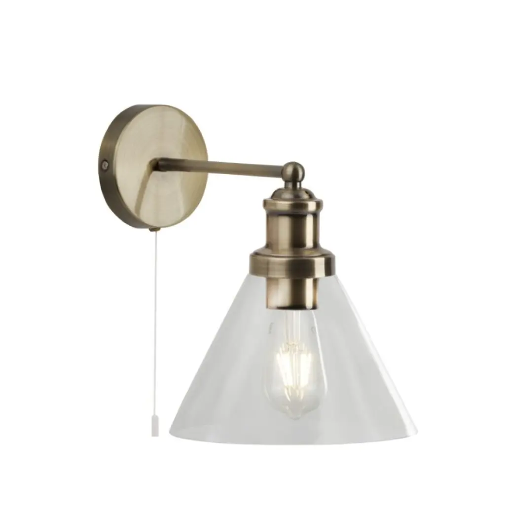 Pyramid Wall Light in Antique Brass