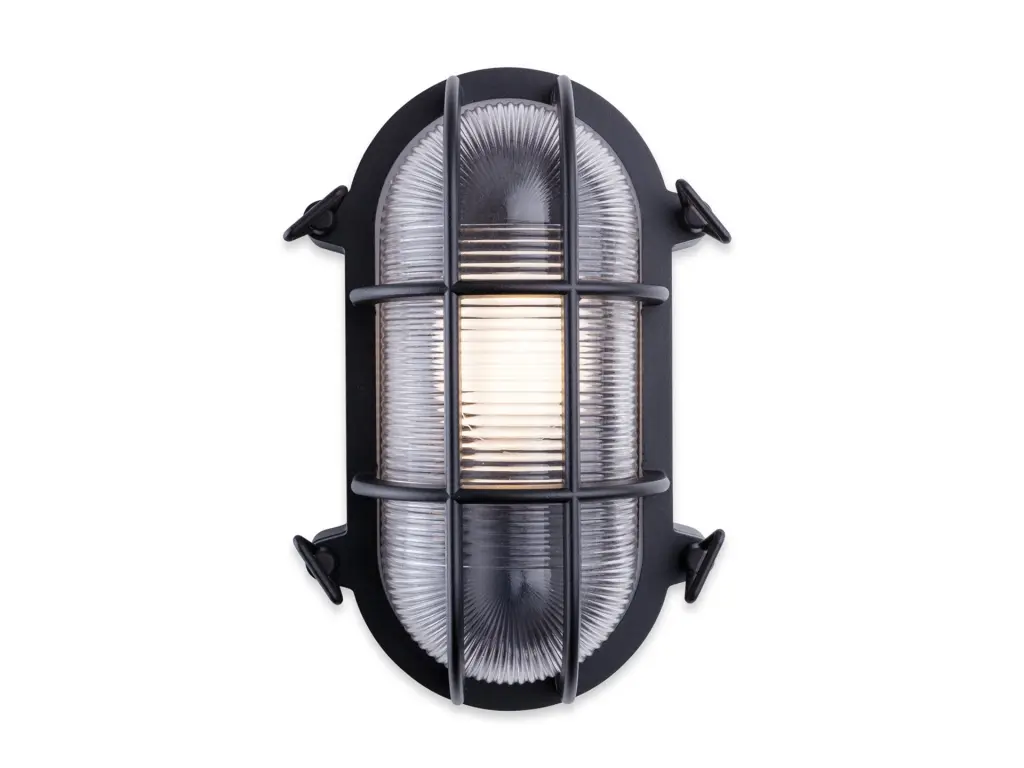 Turin Black Die Cast Aluminium Oval Shaped Bulkhead