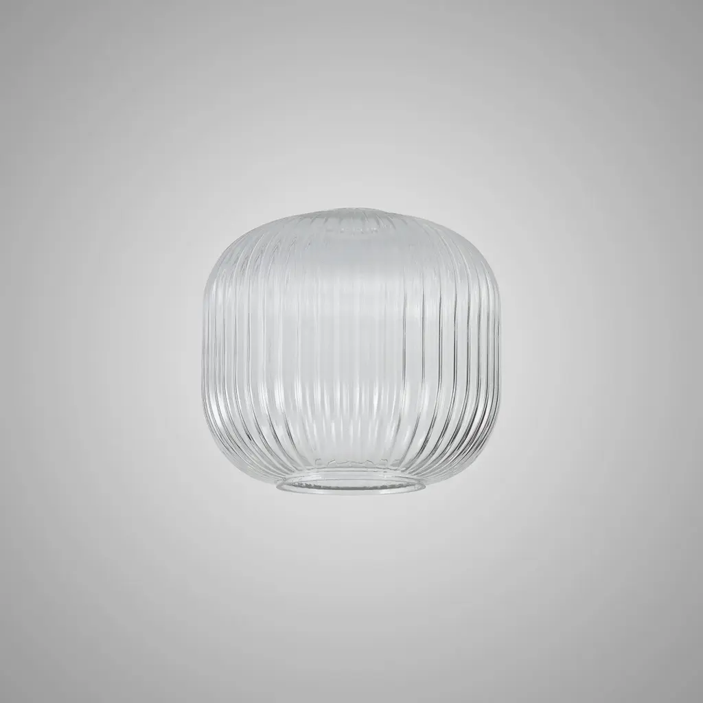 Meel 20cm Pumpkin Clear Ribbed Glass