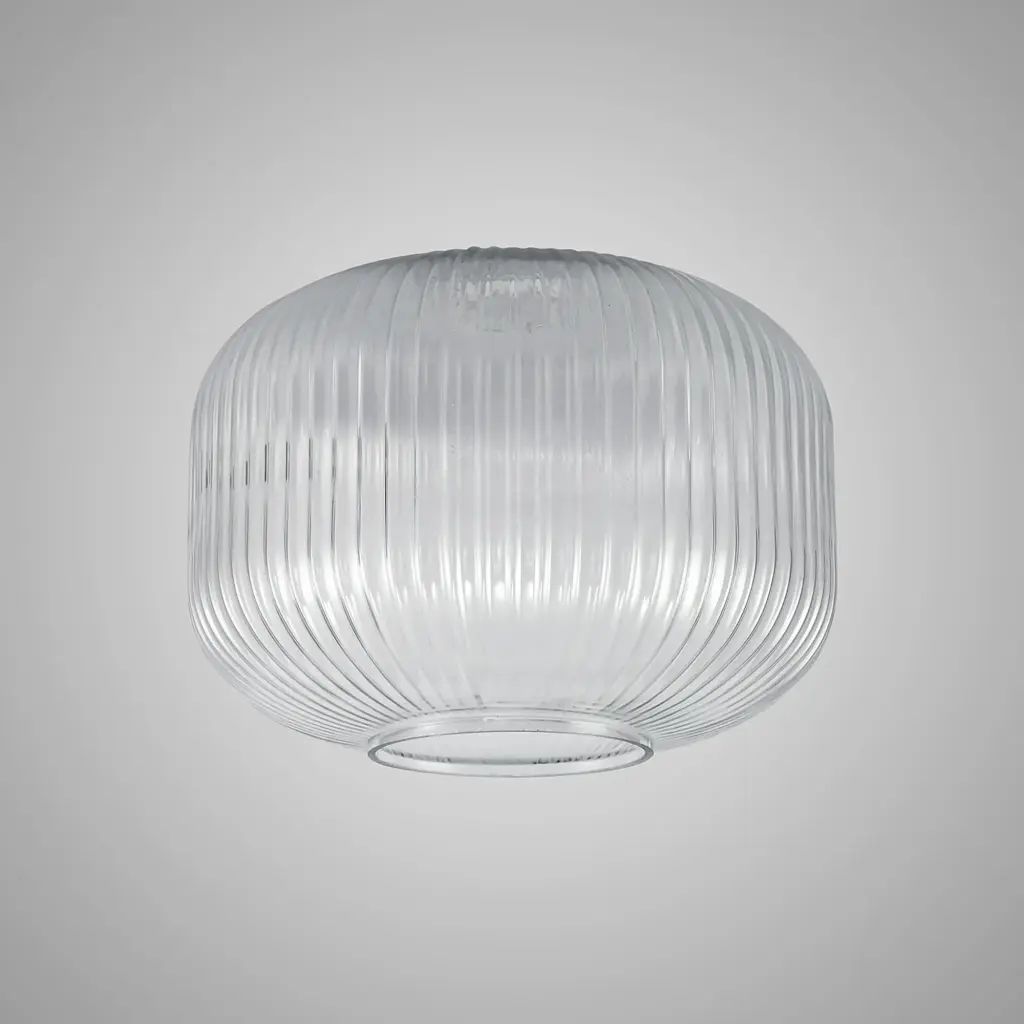 Meel 30cm Pumpkin Clear Ribbed Glass