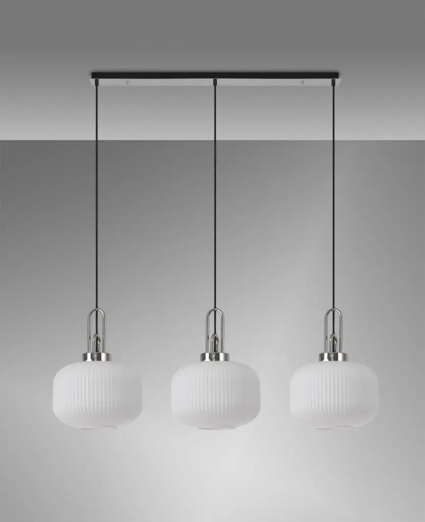 Meel 3 Light Polished Nickel Bar Pendant