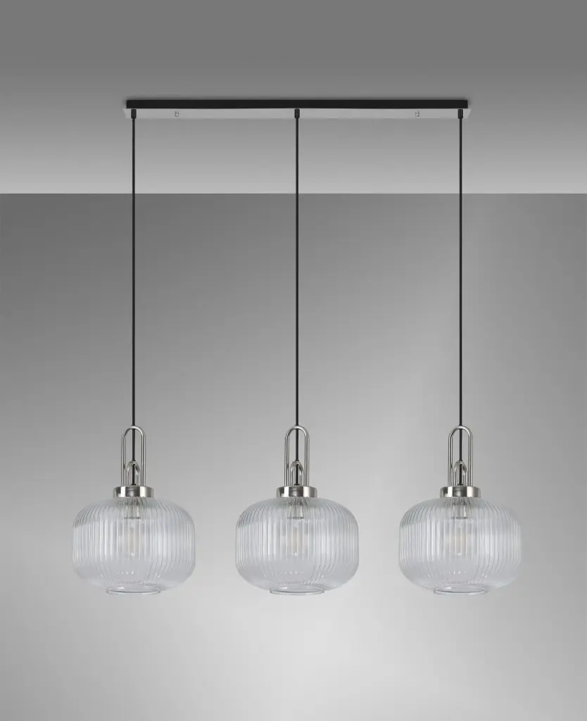 Meel 3 Light Polished Nickel Bar Pendant