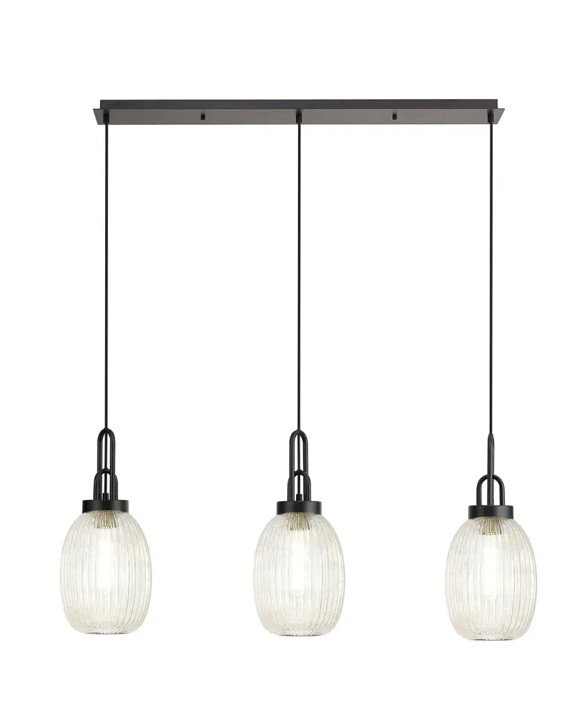 Meel 3 Light Matt Black Bar Pendant