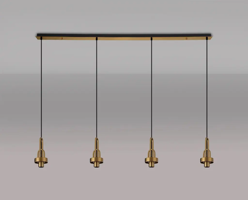 Meel 4 Light Brass Gold Bar Pendant