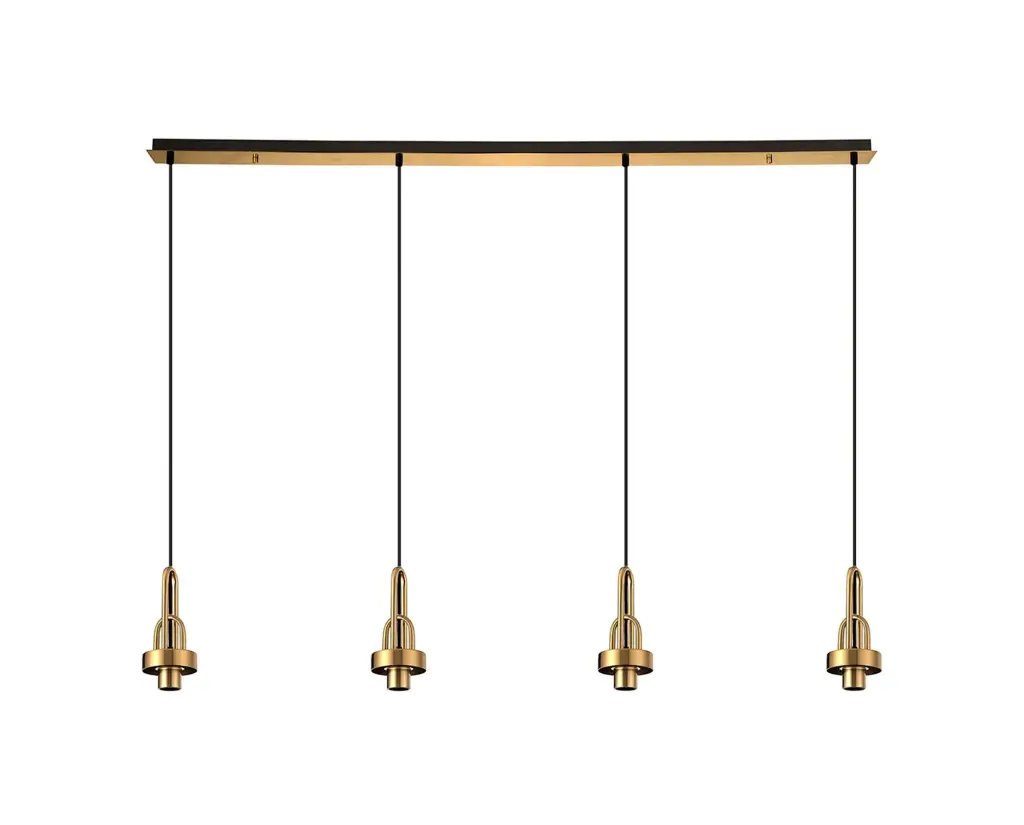 Meel 4 Light Brass Gold Bar Pendant
