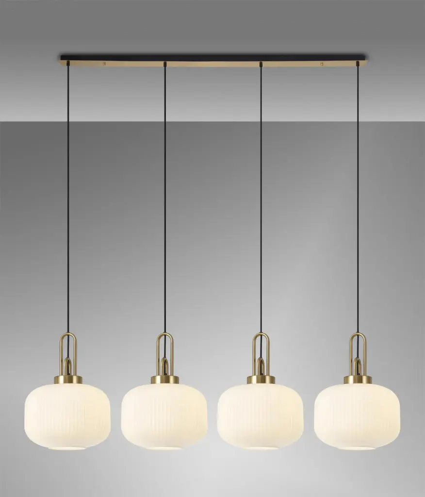 Meel 4 Light Brass Gold Bar Pendant