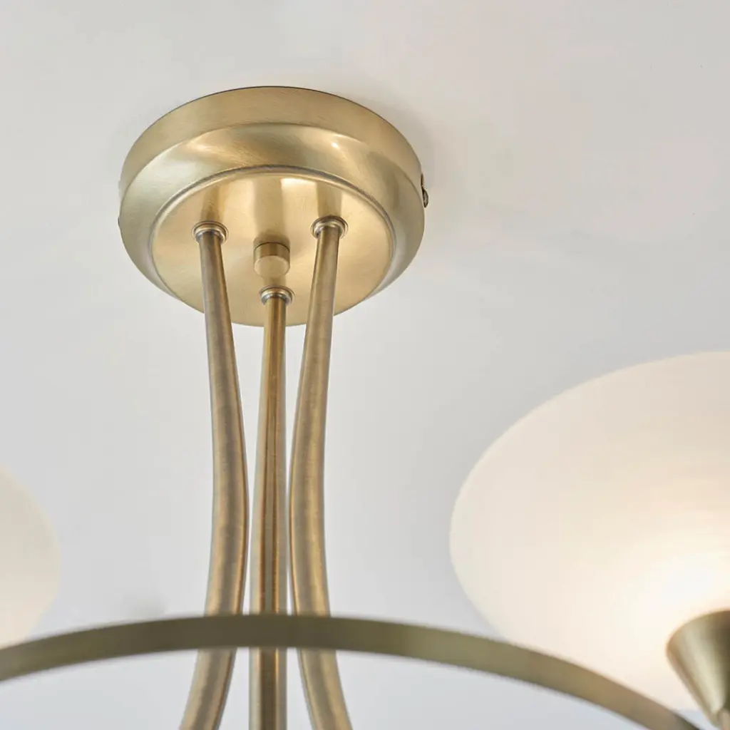Cagney 3 Light Semi Flush in Antique Brass