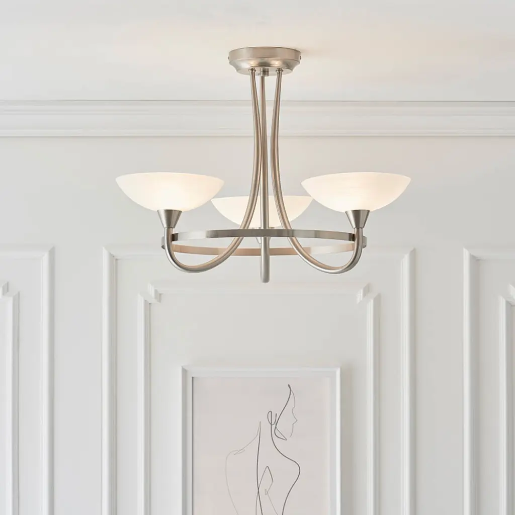 Cagney 3 Light Satin Chrome Semi Flush
