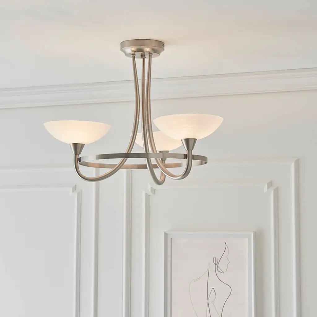 Cagney 3 Light Satin Chrome Semi Flush