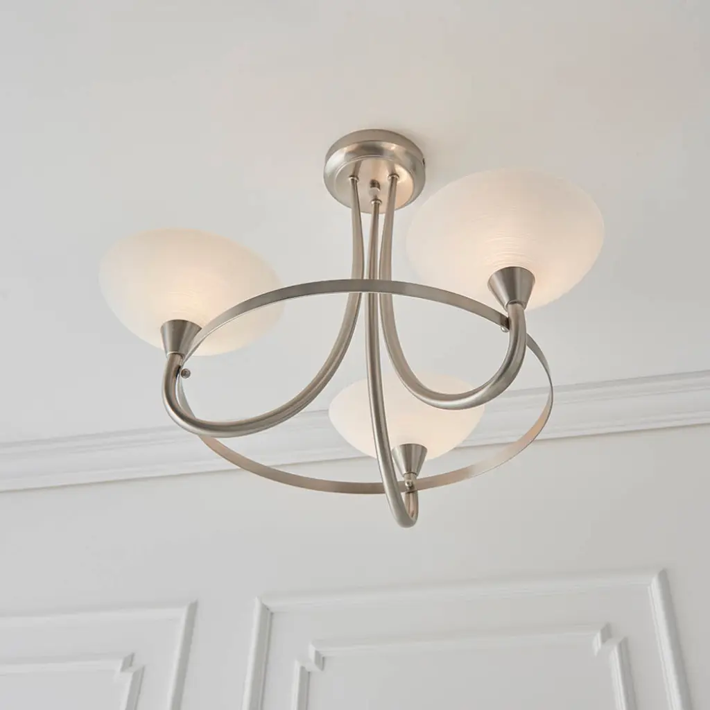 Cagney 3 Light Satin Chrome Semi Flush