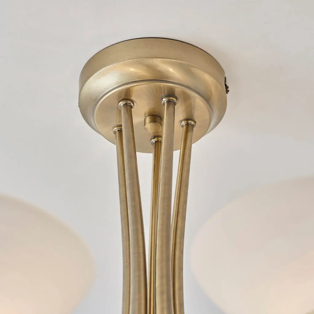 Cagney 5 Light Antique Brass Semi Flush