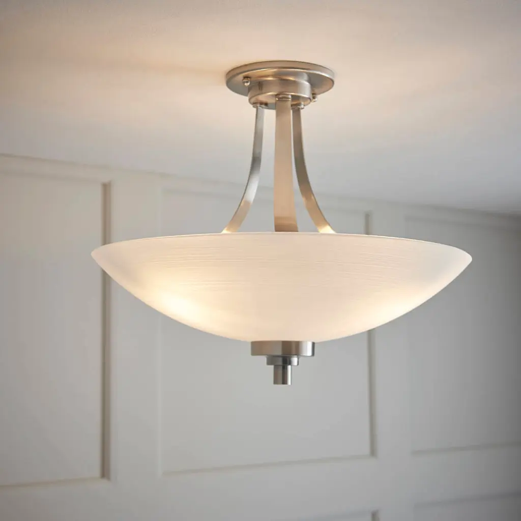 Welles 3 Light Semi Flush in Satin Chrome