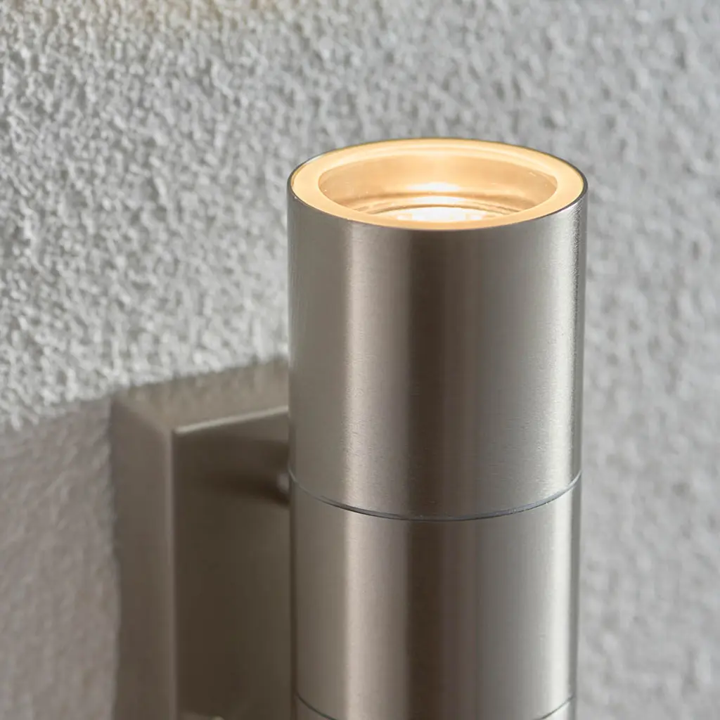 Canon PIR Polished Stainless Steel Up & Down Wall Light IP44