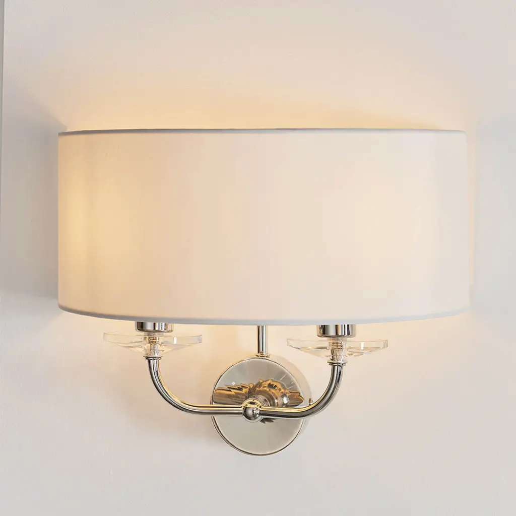 Nixon 2 light double Wall Fitting in Bright Nickel