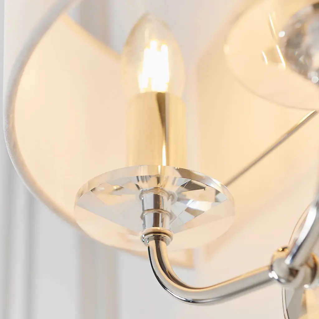 Nixon 2 light double Wall Fitting in Bright Nickel