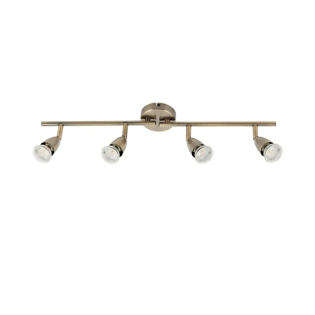 Amalfi 4 Light Spotlight Bar in Antique Brass