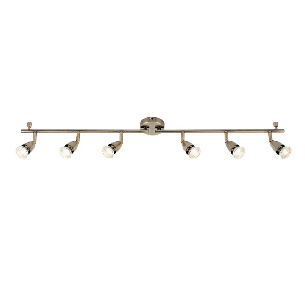 Amalfi 6 Light Spotlight Bar in Antique Brass