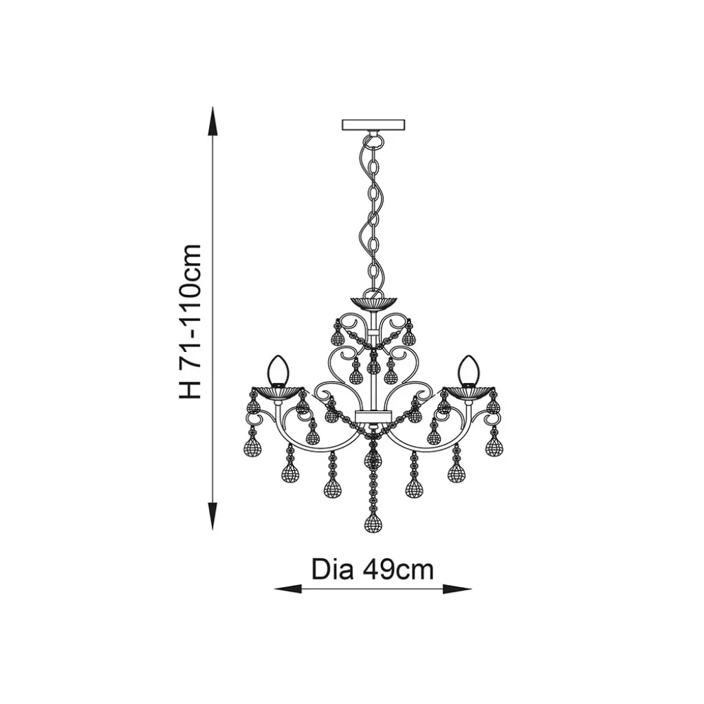 Tabitha 5 Light Polished Chrome Pendant IP44
