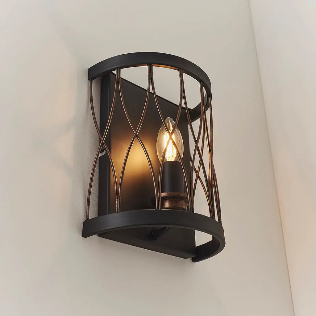 Heston Black & Bronze Wall Light