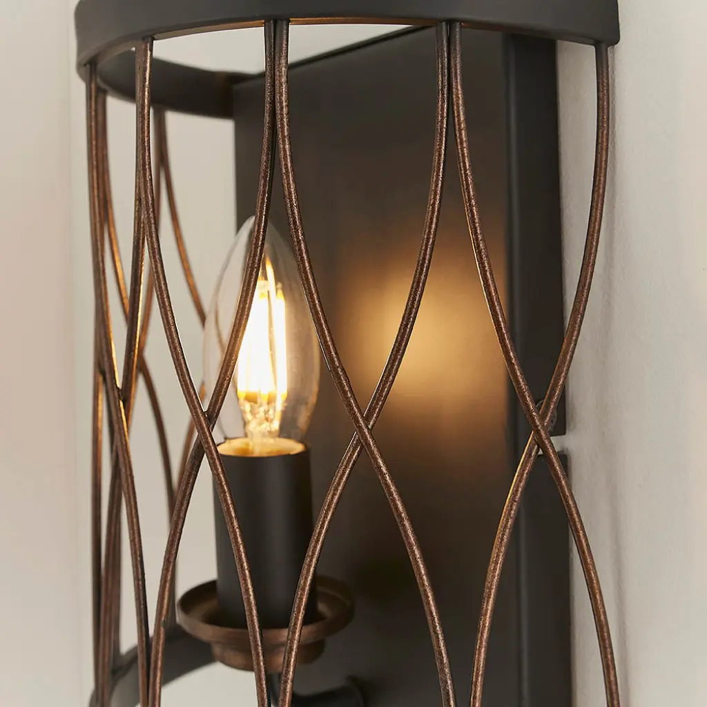 Heston Black & Bronze Wall Light