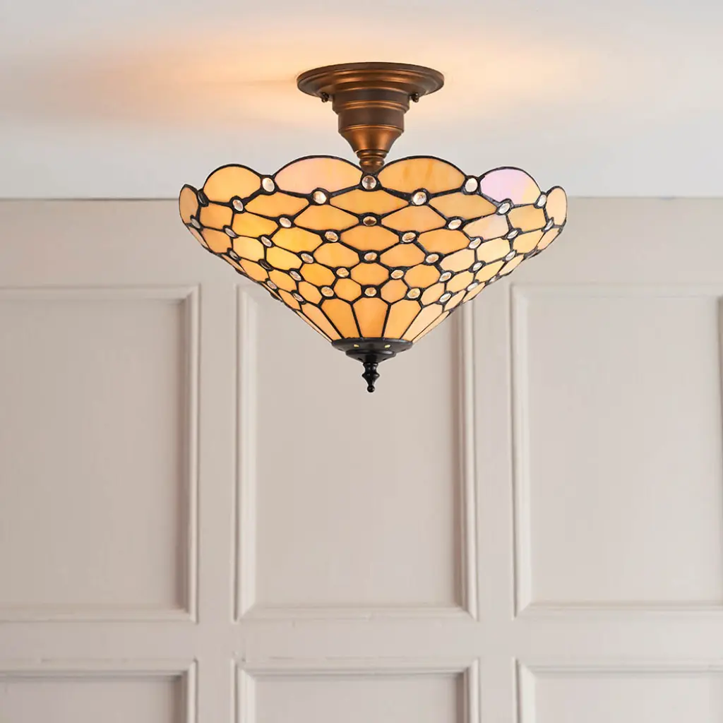 Tiffany Style Pearl 3 Light Semi Flush