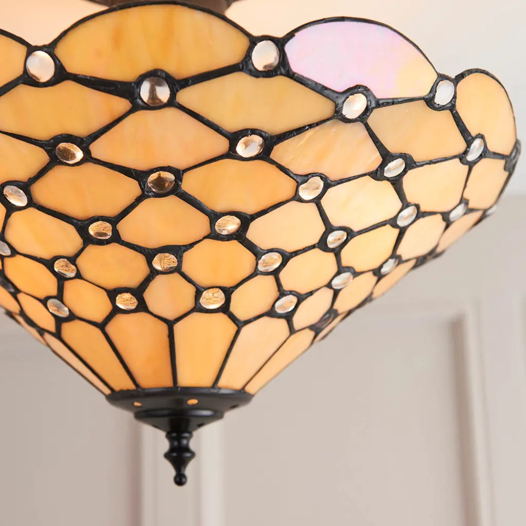 Tiffany Style Pearl 3 Light Semi Flush