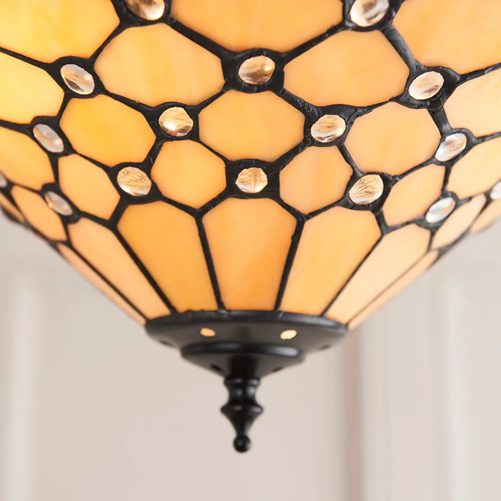 Tiffany Style Pearl 3 Light Semi Flush
