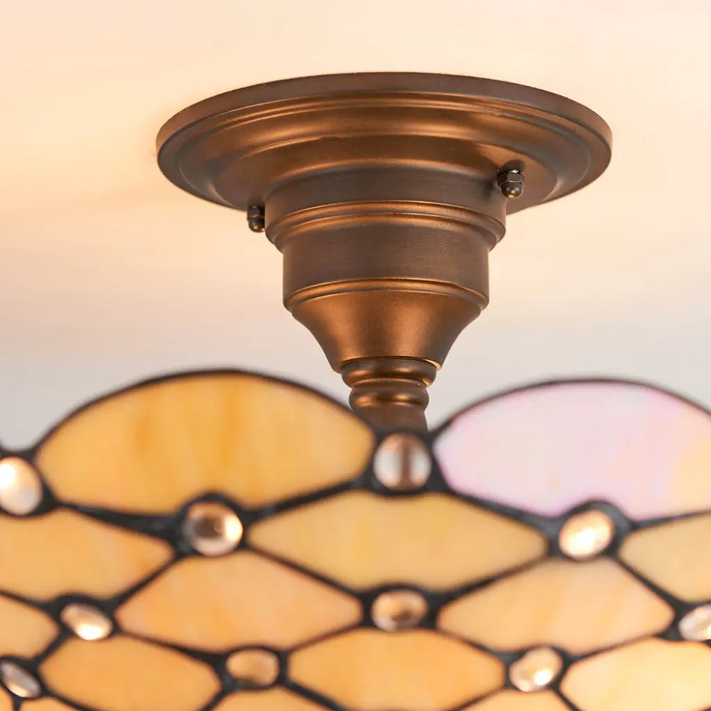 Tiffany Style Pearl 3 Light Semi Flush