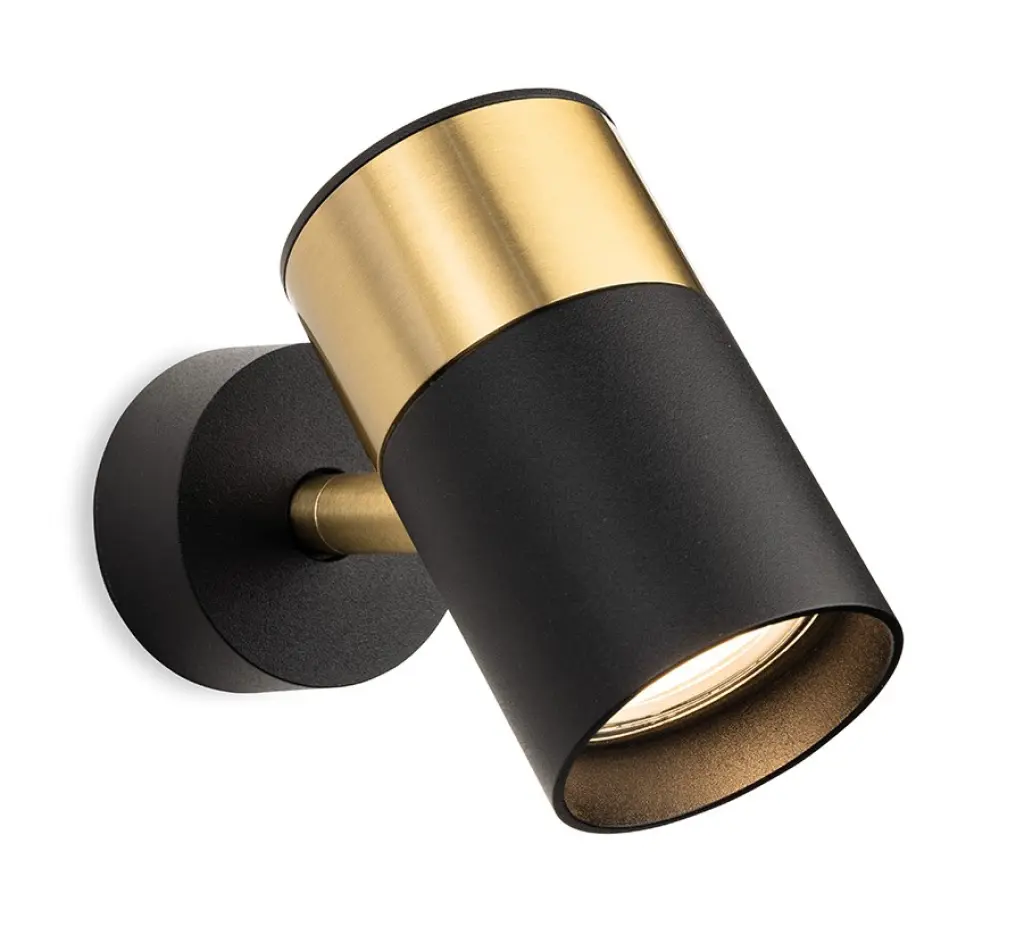 Roma Single Wall or Ceiling Spotlight in Black & Brushed Brass
