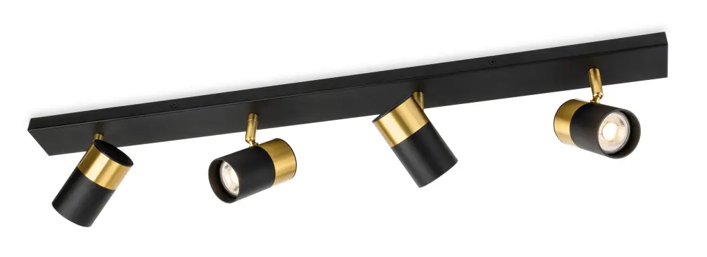 Roma 4 Light Spotlight Bar in Black & Brushed Brass