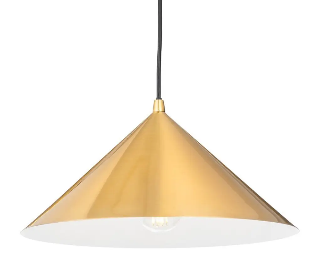 Garcia Cone Shaped Brushed Brass Single Pendant