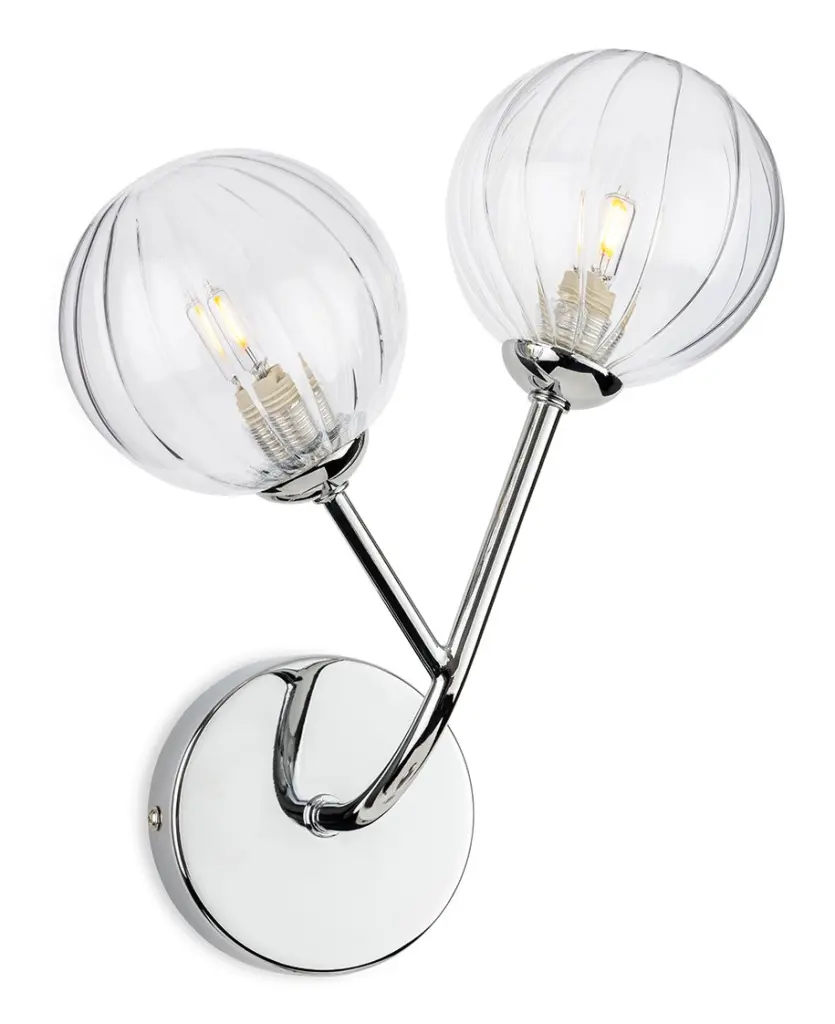 Groves 2 Light Chrome Wall Fitting with Decorative Shades