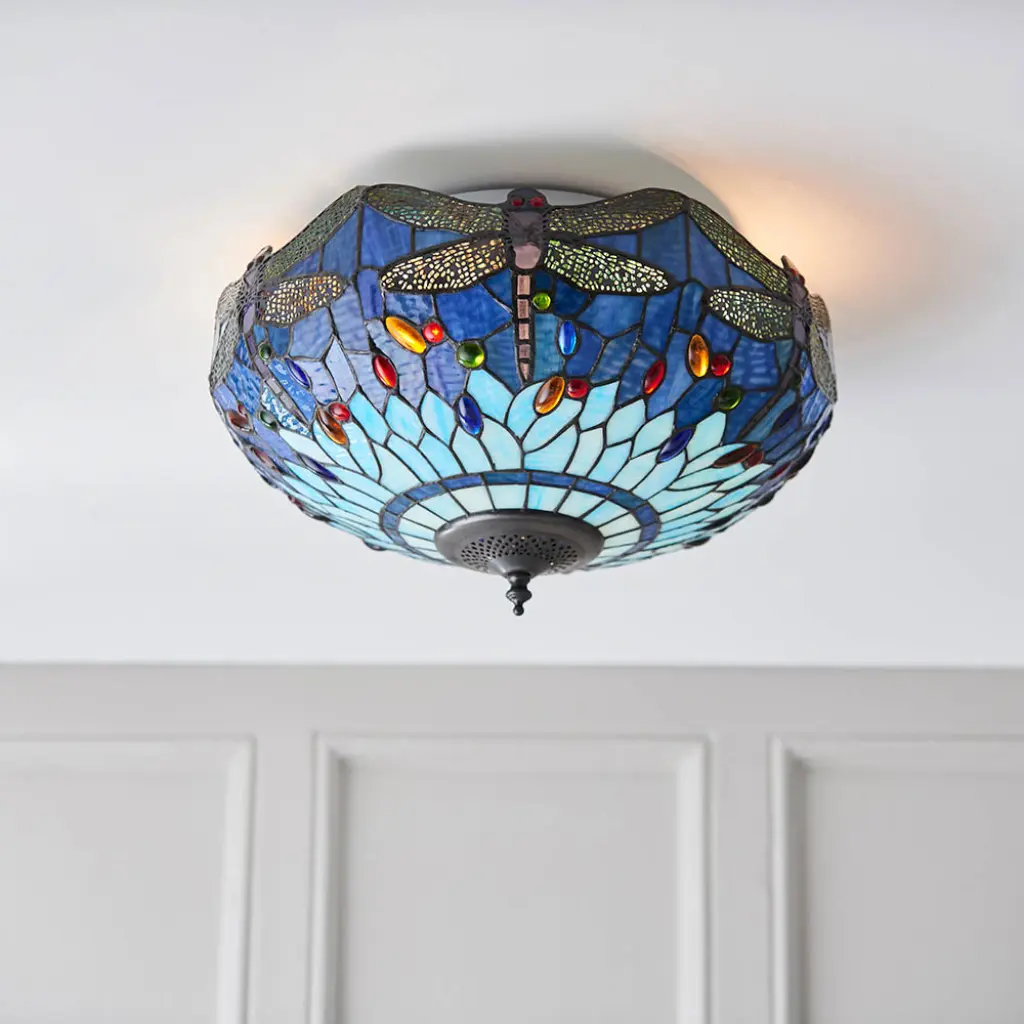 Dragonfly Blue Medium 2 Light Flush
