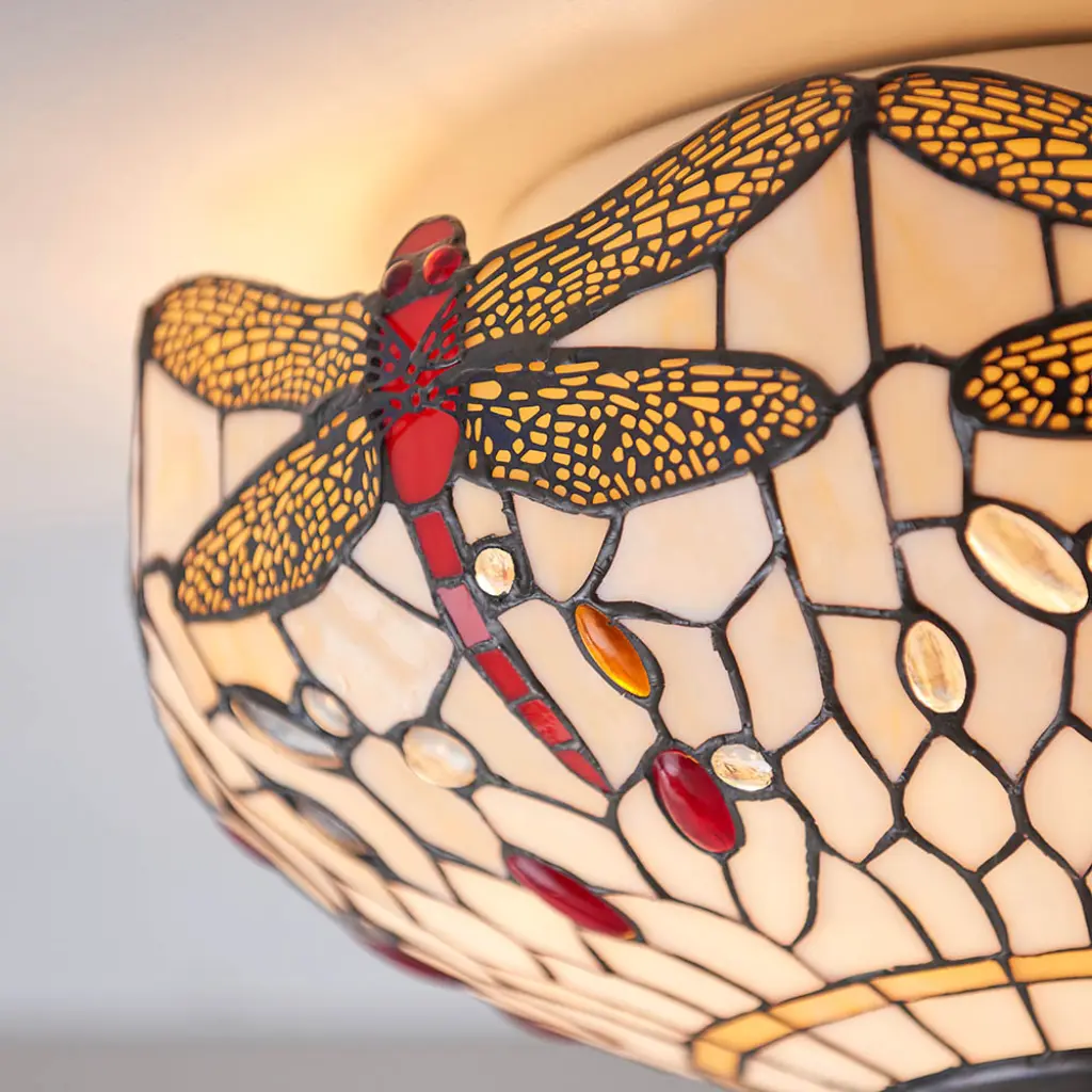 Dragonfly Beige Medium 2 Light Flush