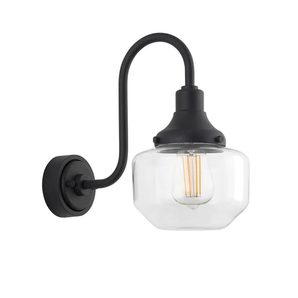 Matt Black Swan Neck Outdoor Wall Light