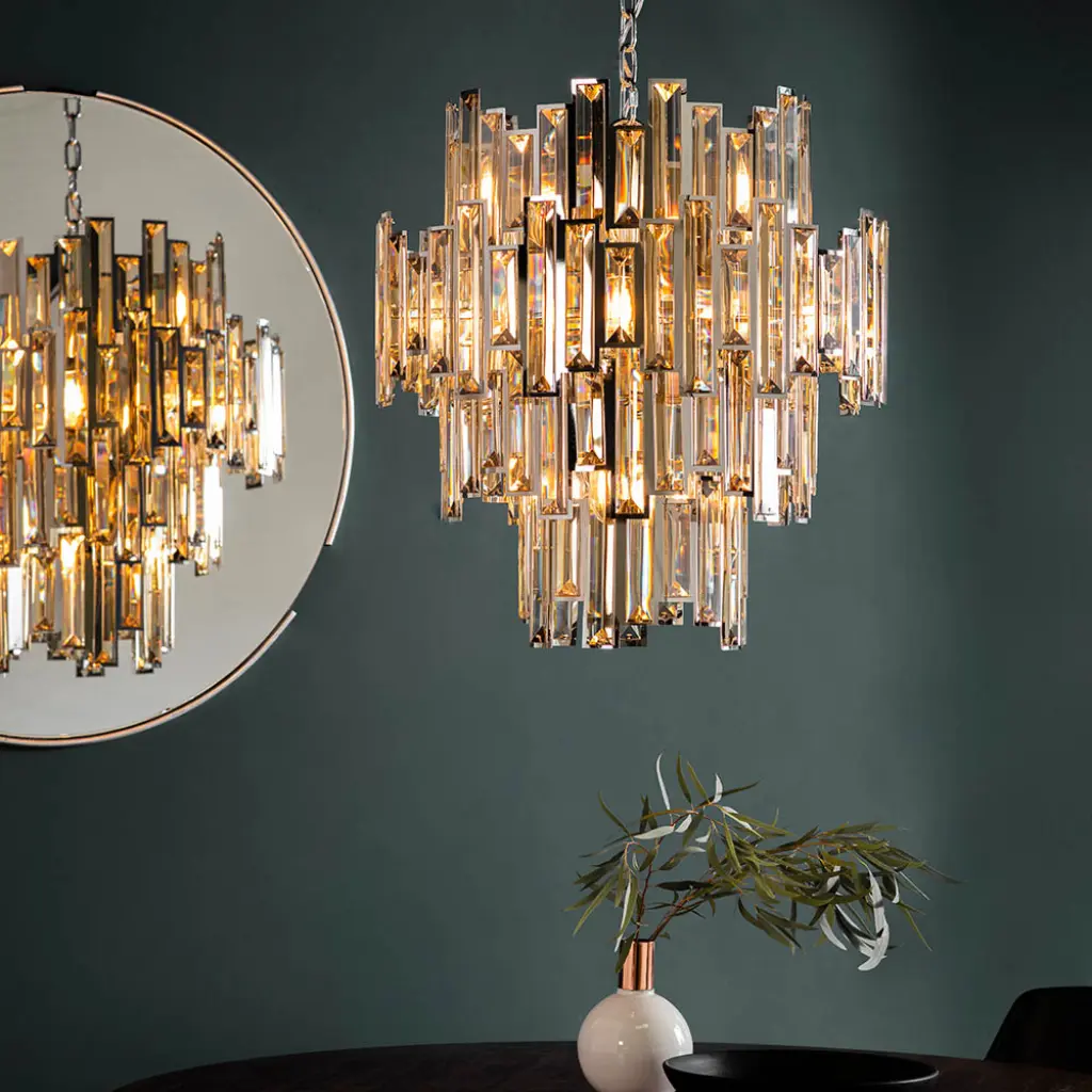 Viviana 12 Light Polished Chrome & Champagne Crystal Pendant