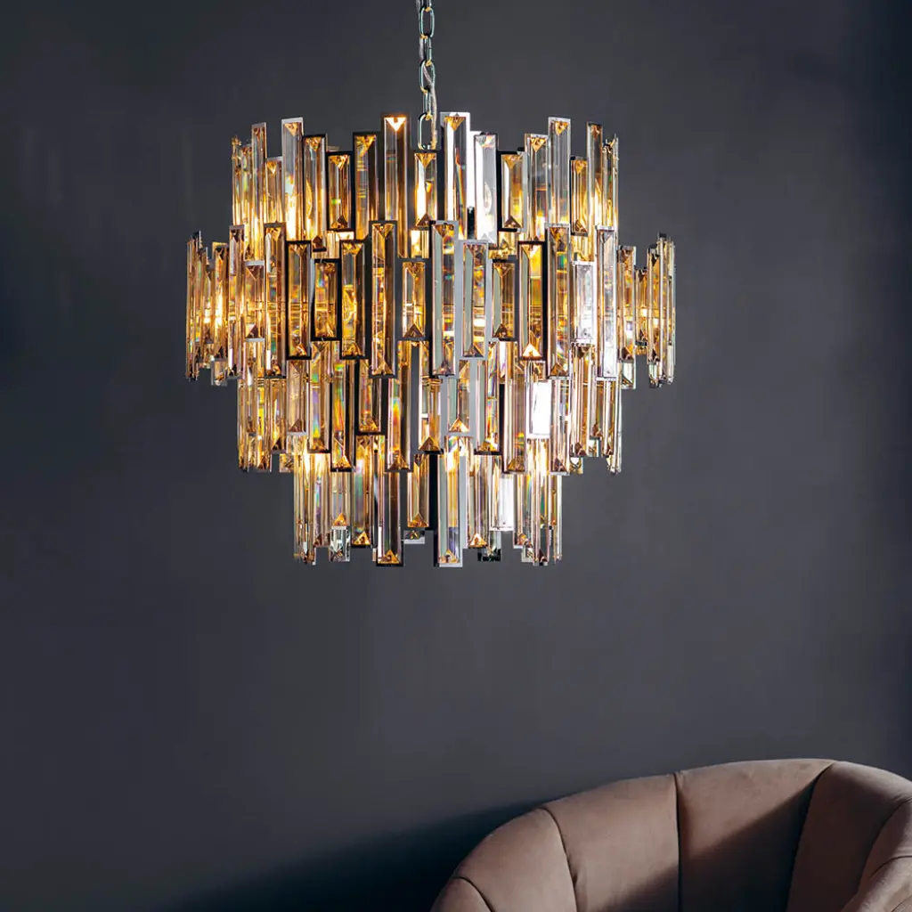 Viviana 15 Light Polished Chrome & Champagne Crystal Pendant
