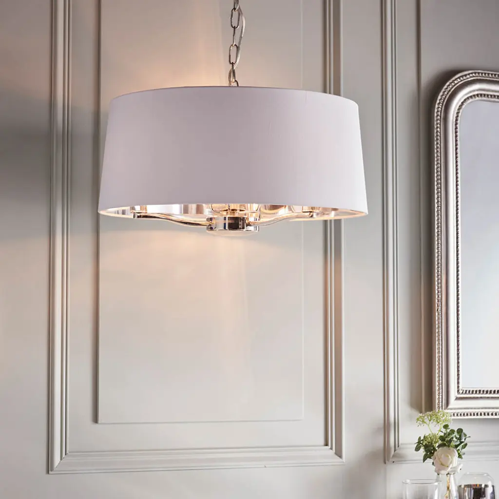 Harvey 3 Light with Drum Shade in Nickel Finish