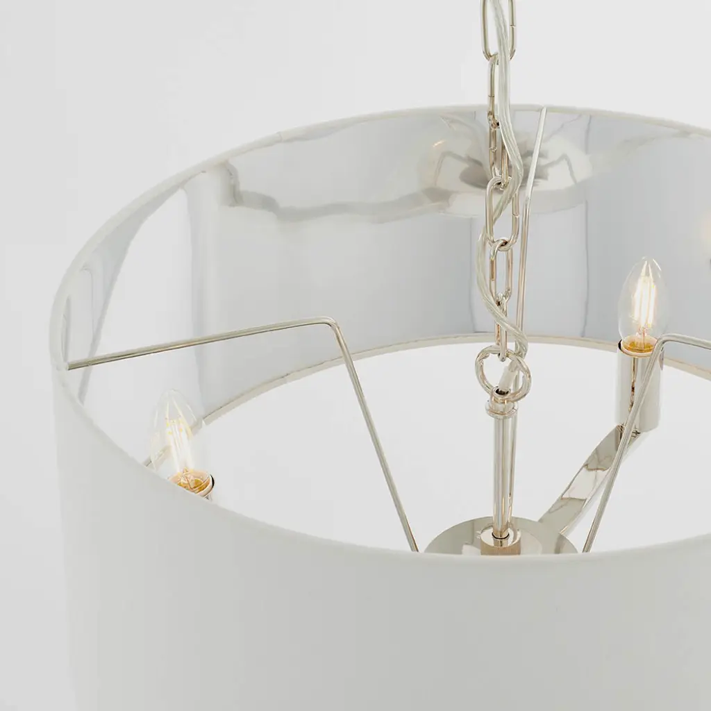 Harvey 3 Light with Drum Shade in Nickel Finish