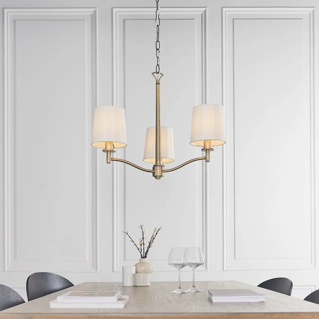 Ortona 3 Light Antique Brass Pendant