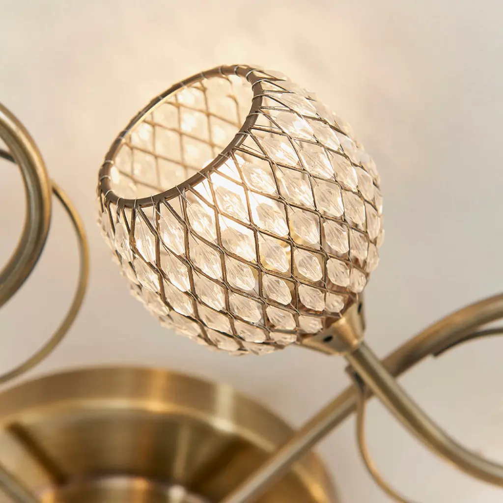 Aherne 5 Light Semi Flush in Antique Brass