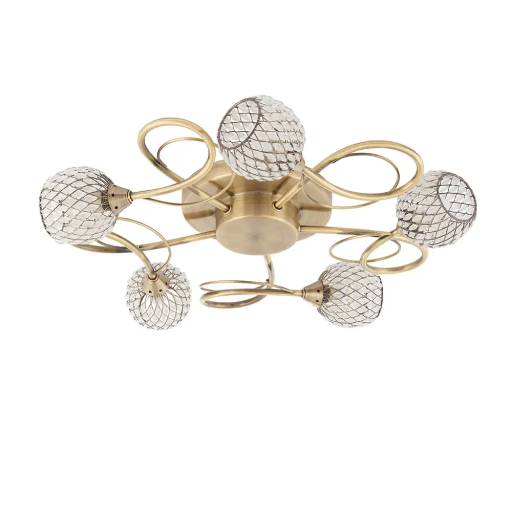Aherne 5 Light Semi Flush in Antique Brass