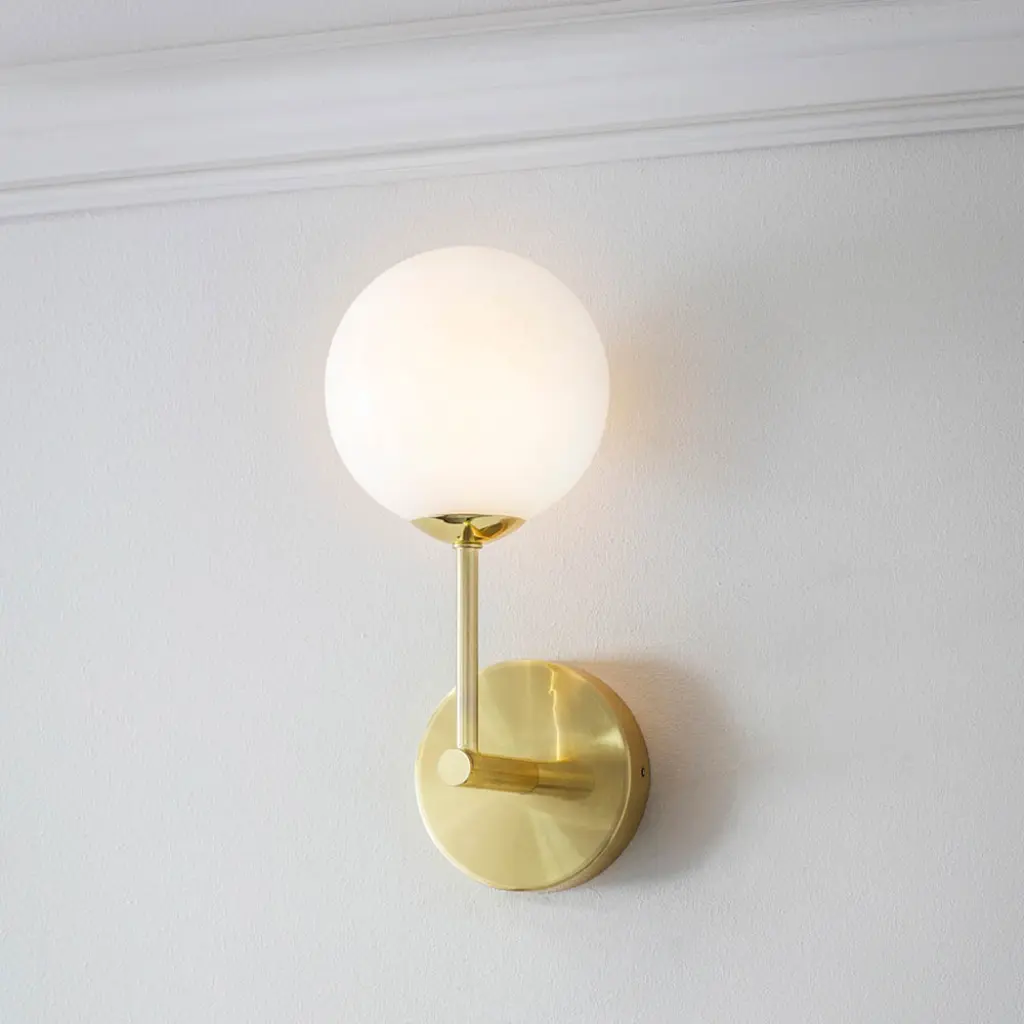 Otto Brass Wall Light C/W Opal Shade